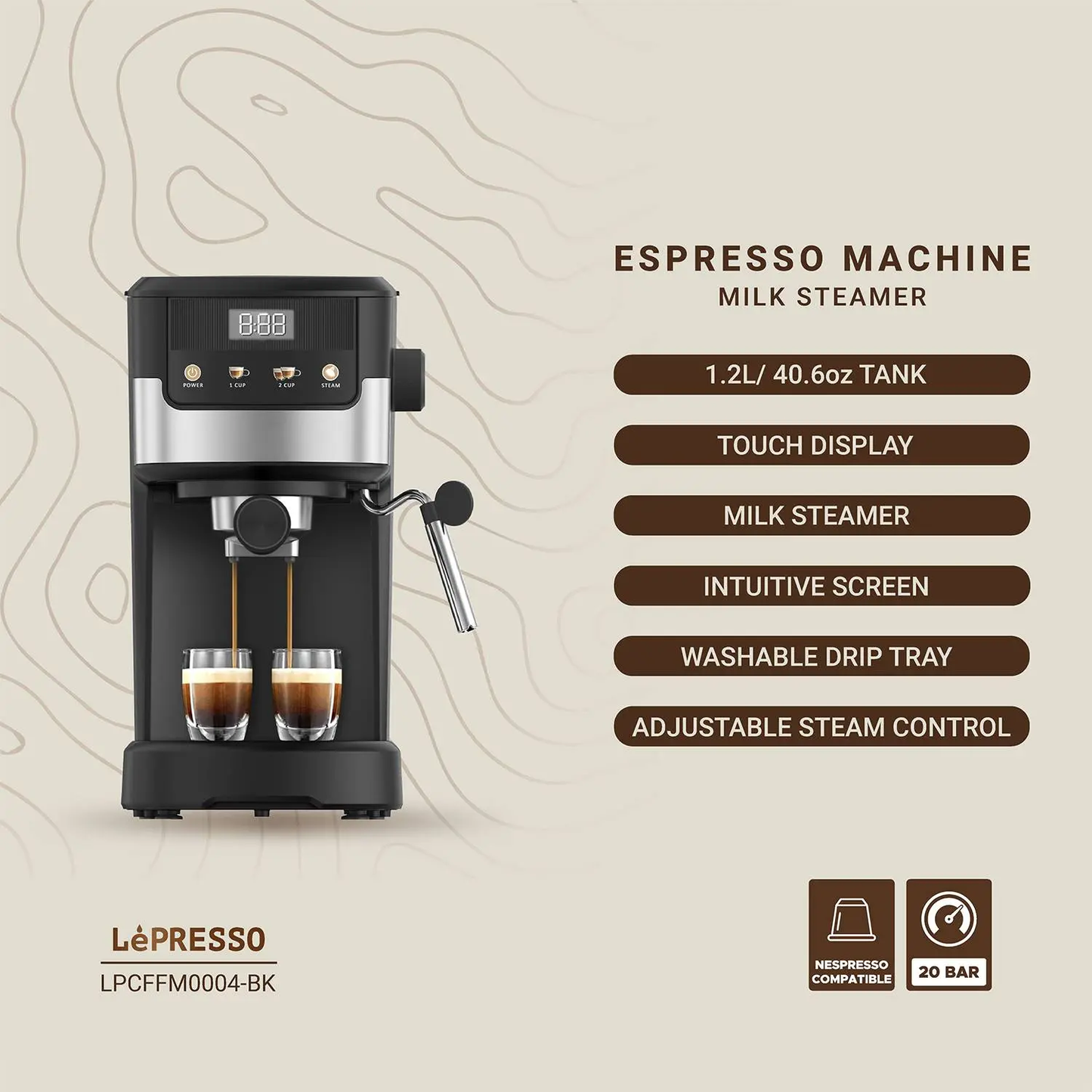 ماكينة تحضير الحليب بالبخار LePRESSO SUPREMA LP004 20BAR