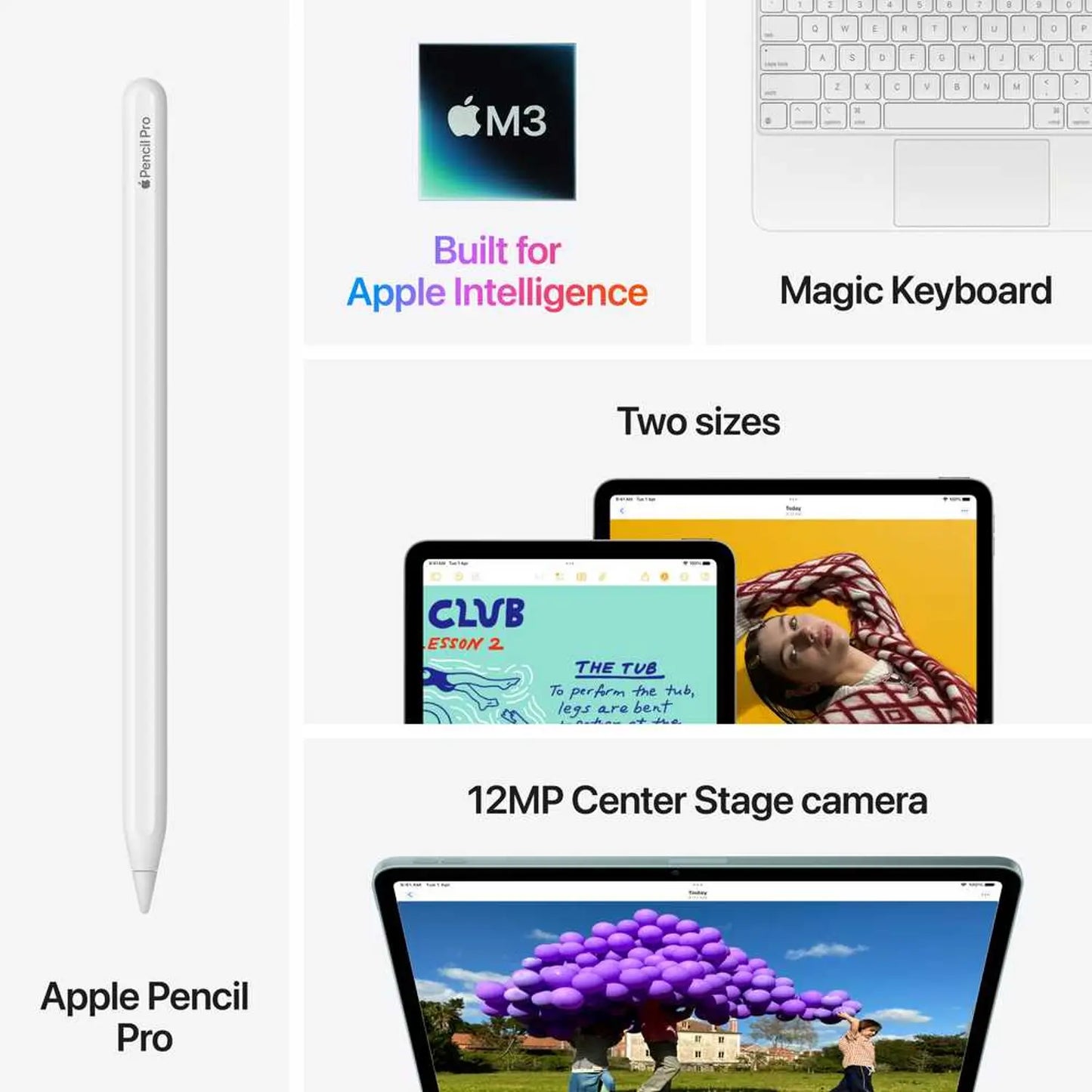 جهاز Apple iPad Air M3 (2025) مقاس 11 بوصة، مزود بخاصية Wi-Fi وذاكرة 128 جيجابايت - مع كفر وقلم