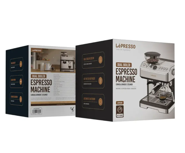 آلة صنع الإسبريسو المخروطية مع مطحنة وبخار من Lepresso