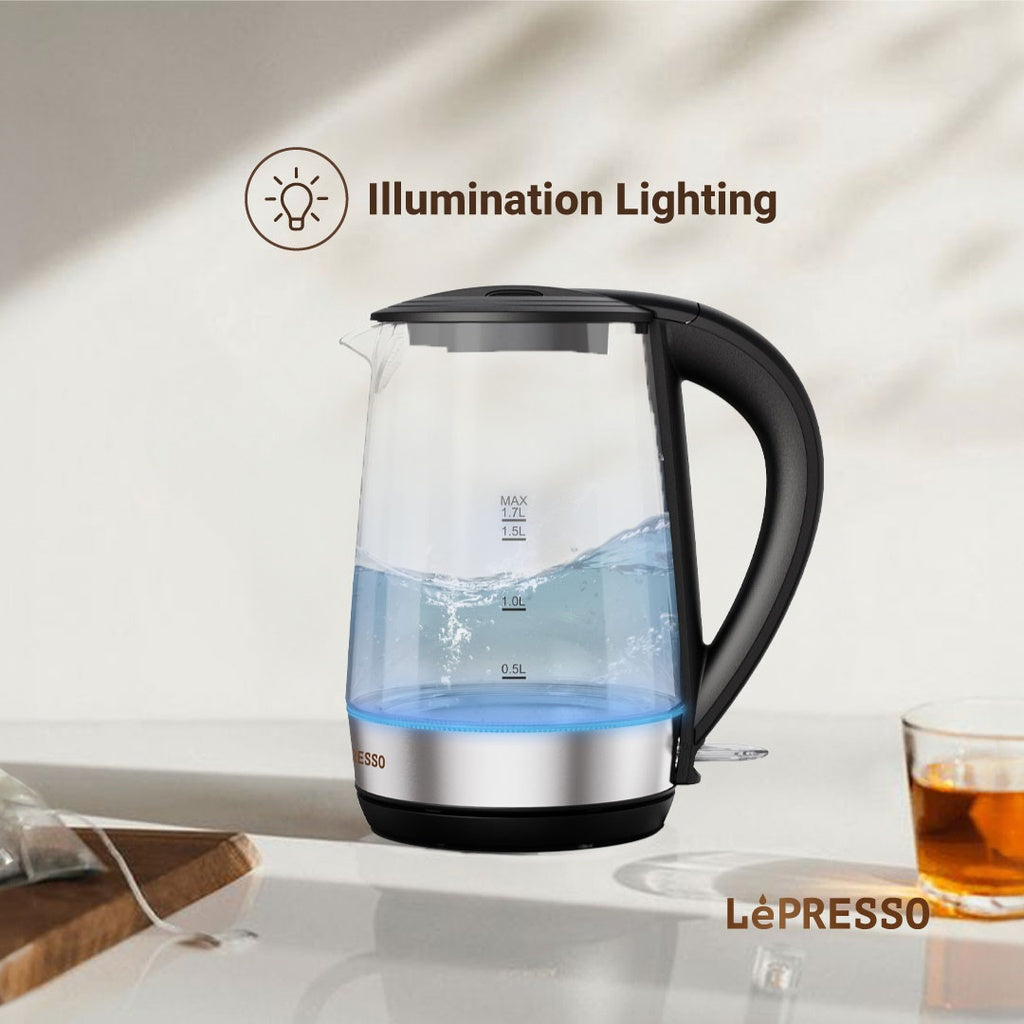 غلاية LePRESSO 360 الزجاجية الشفافة سريعة الغليان