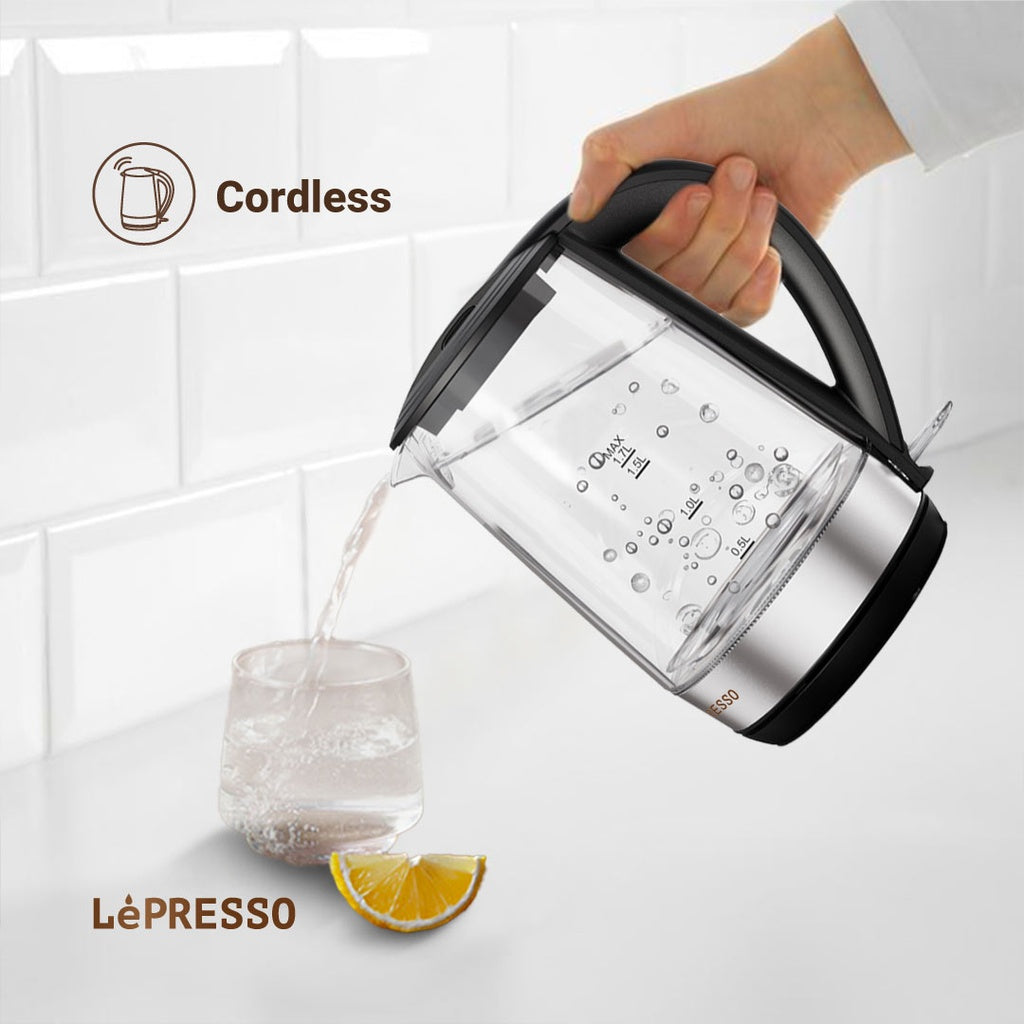 غلاية LePRESSO 360 الزجاجية الشفافة سريعة الغليان