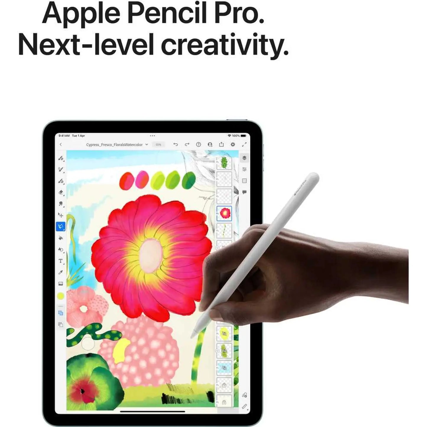 جهاز Apple iPad Air M3 (2025) مقاس 11 بوصة، مزود بخاصية Wi-Fi وذاكرة 128 جيجابايت - مع كفر وقلم 